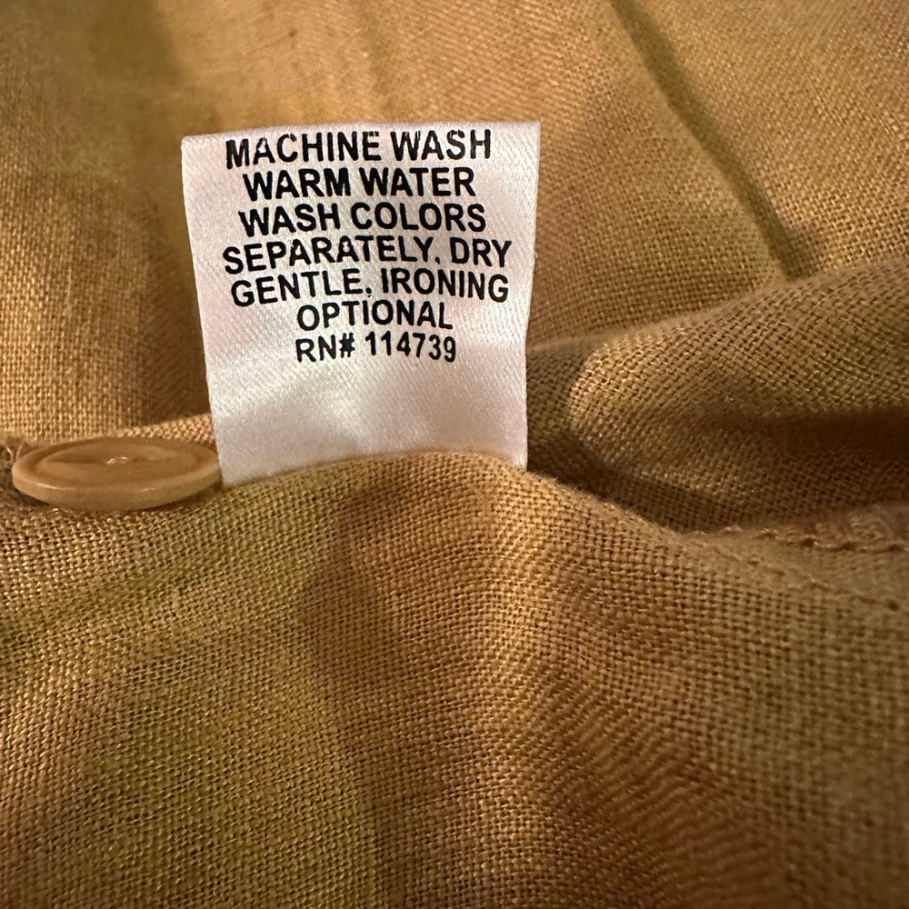 FLAX NWT Corozo Collection heavier weight Linen Mustard Colored Dress Size 1G - Picture 2 of 14